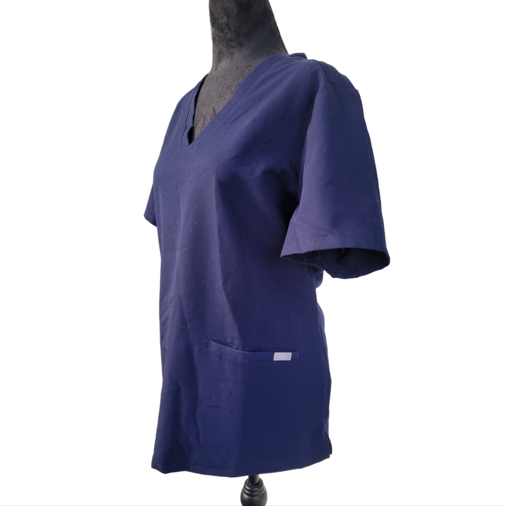 Figs Short Sleeved Navy Women's V-neck Casma Scrub Top - Picture 3 of 4